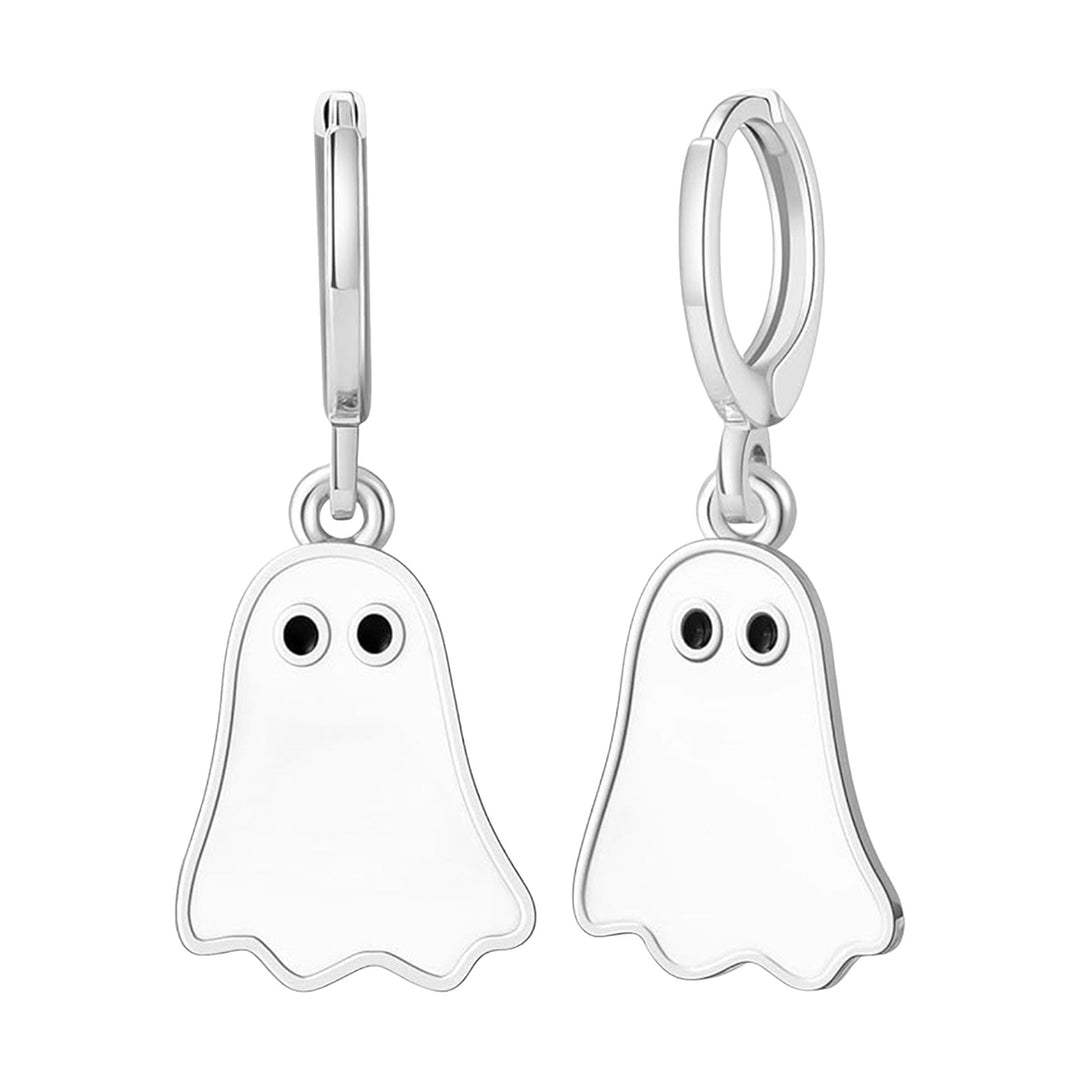 1 Pair Lady Huggie Earrings Cartoon Ghost Pendant Dripping Oil Lightweight Hanging Earrings Halloween Party Ear Jewelry Image 2