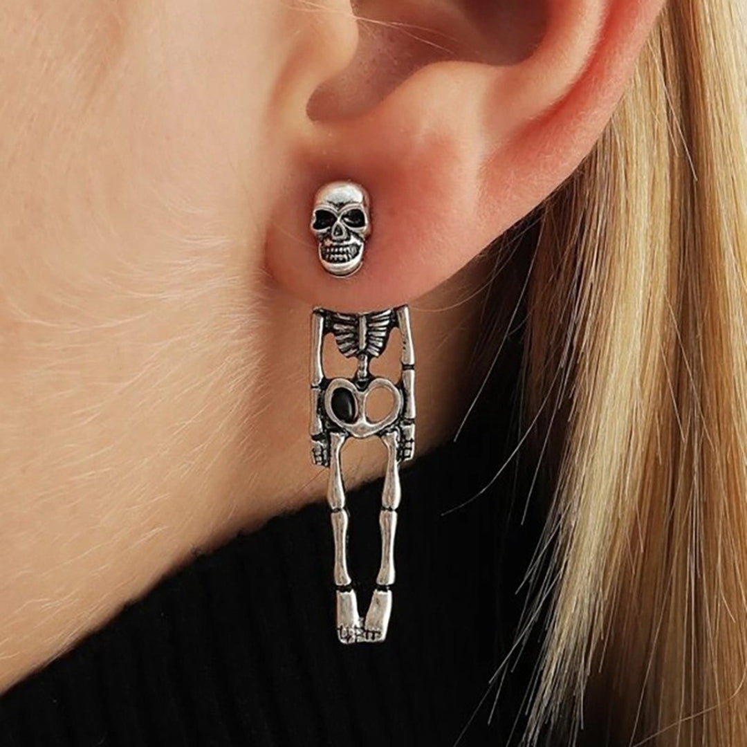 1 Pair Women Halloween Earrings Skeleton Shape Punk Exaggerated Polished Alloy Skull Jewelry Club Party Ear Jewelry Image 7