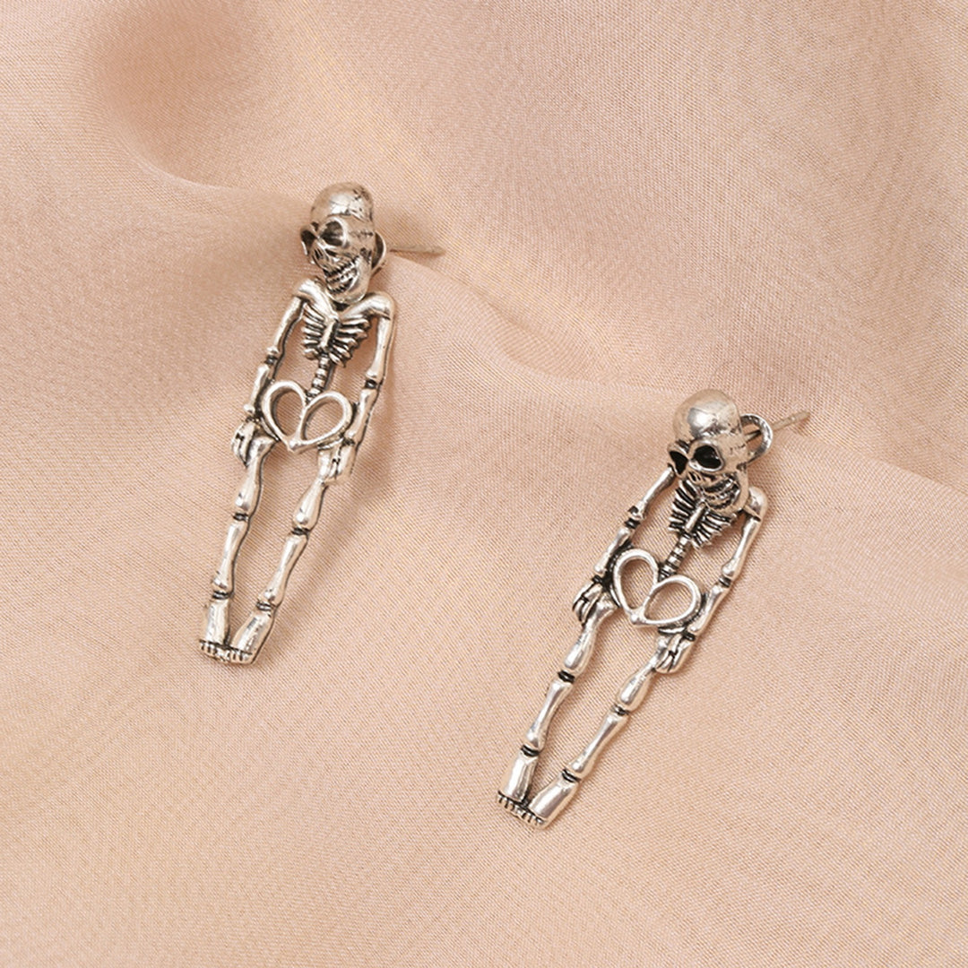 1 Pair Women Halloween Earrings Skeleton Shape Punk Exaggerated Polished Alloy Skull Jewelry Club Party Ear Jewelry Image 8