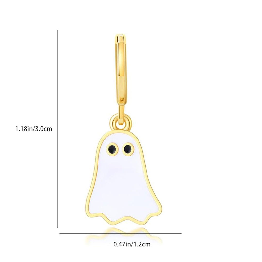 1 Pair Lady Huggie Earrings Cartoon Ghost Pendant Dripping Oil Lightweight Hanging Earrings Halloween Party Ear Jewelry Image 7