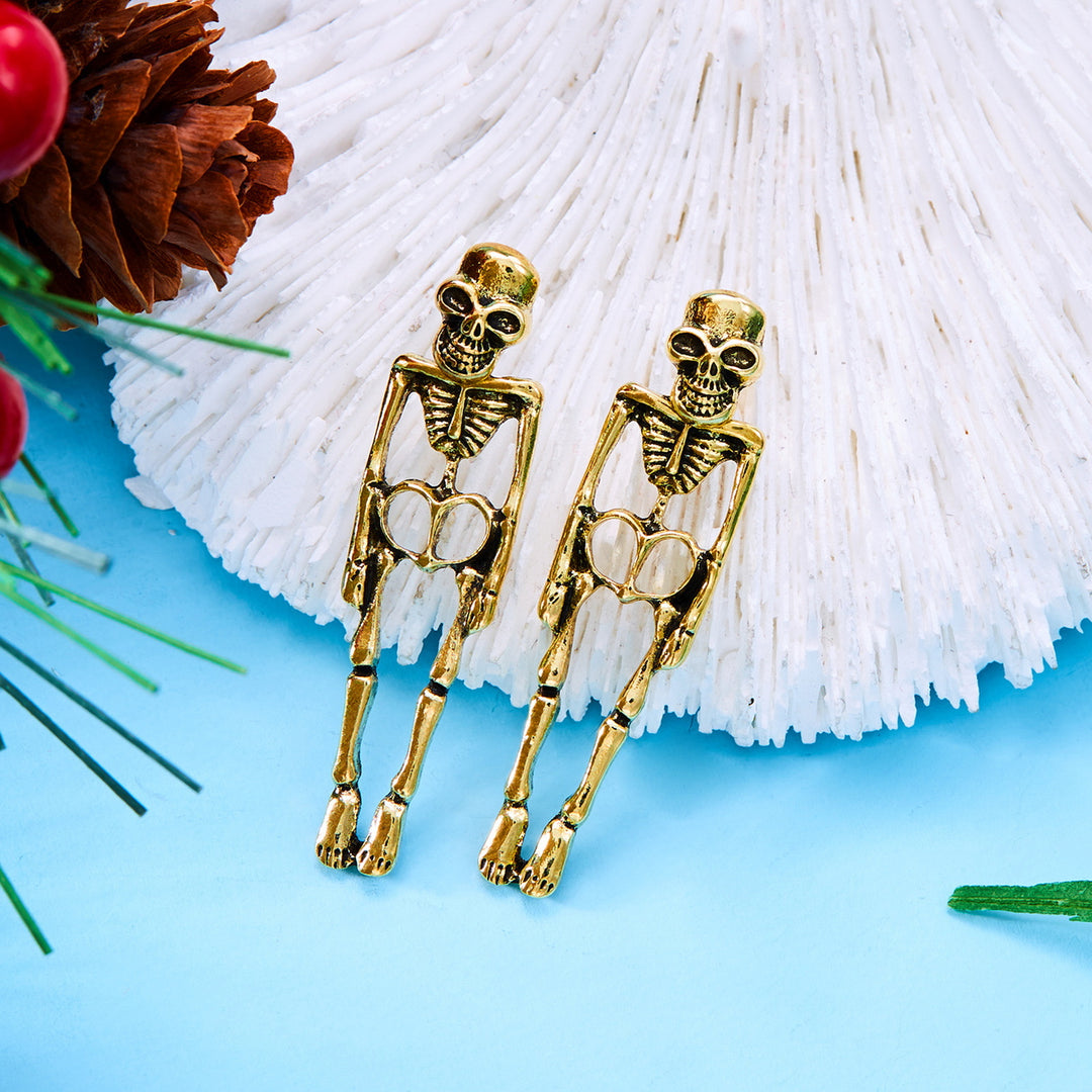 1 Pair Women Halloween Earrings Skeleton Shape Punk Exaggerated Polished Alloy Skull Jewelry Club Party Ear Jewelry Image 11