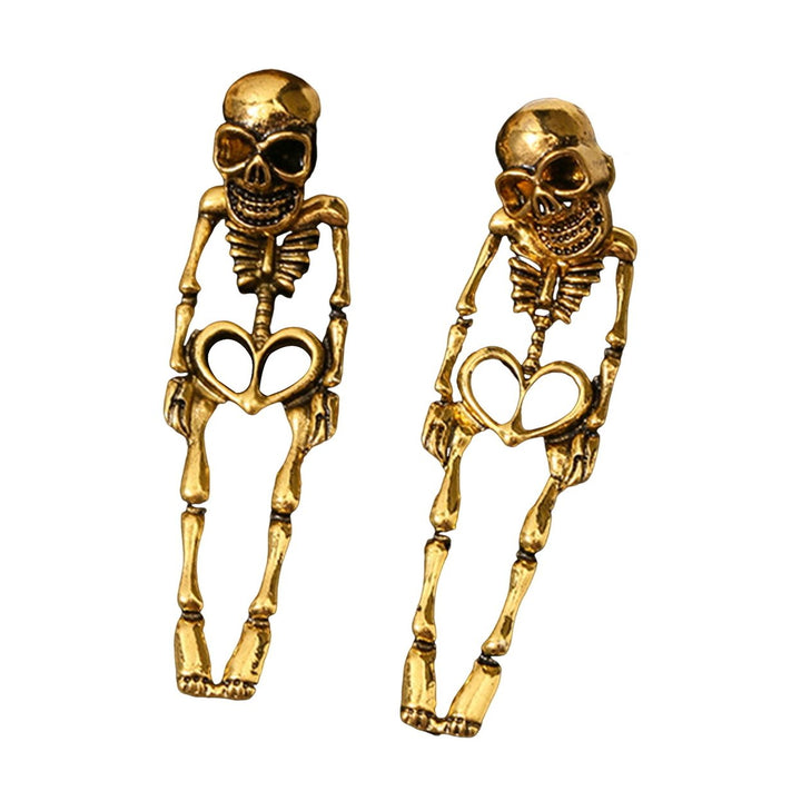 1 Pair Women Halloween Earrings Skeleton Shape Punk Exaggerated Polished Alloy Skull Jewelry Club Party Ear Jewelry Image 12