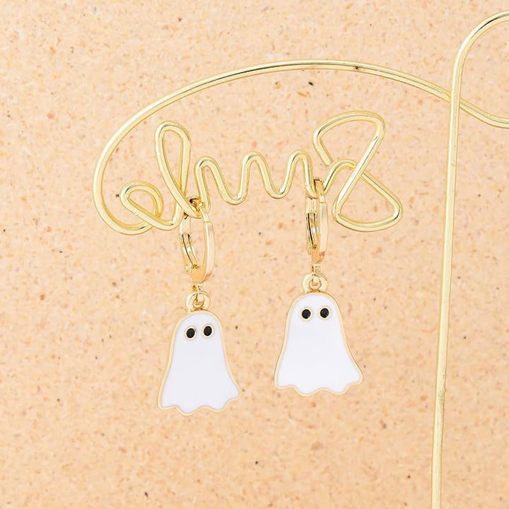 1 Pair Lady Huggie Earrings Cartoon Ghost Pendant Dripping Oil Lightweight Hanging Earrings Halloween Party Ear Jewelry Image 8