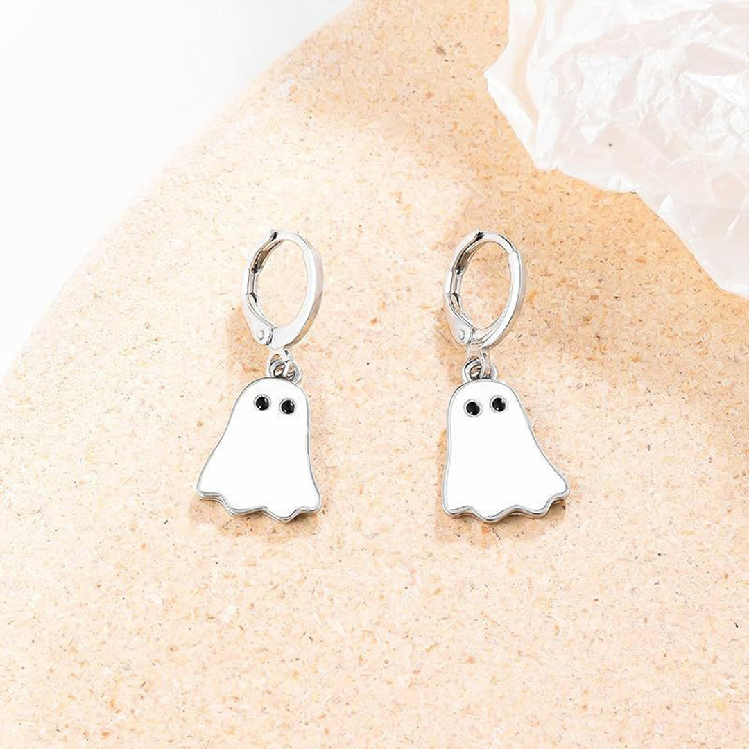 1 Pair Lady Huggie Earrings Cartoon Ghost Pendant Dripping Oil Lightweight Hanging Earrings Halloween Party Ear Jewelry Image 10