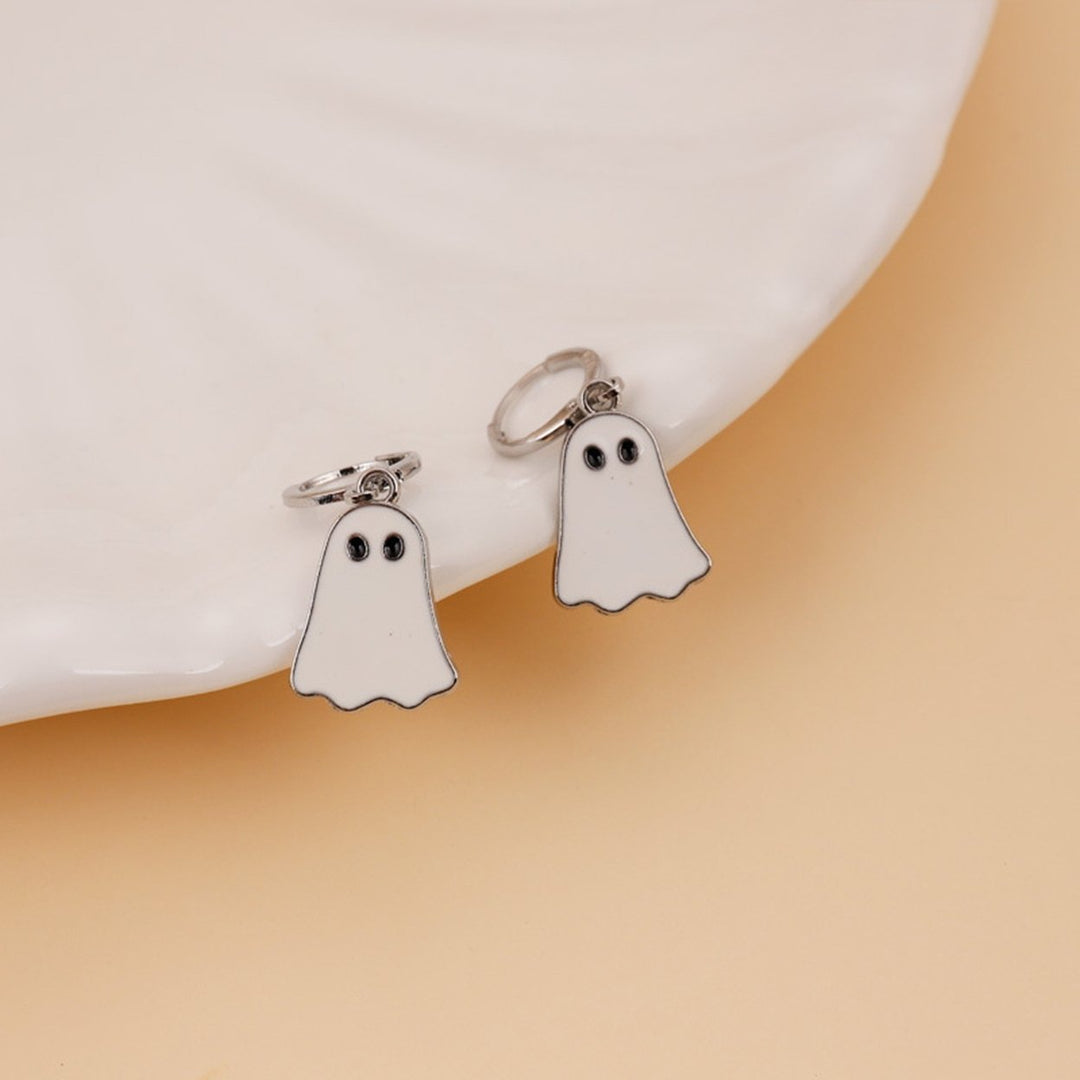 1 Pair Lady Huggie Earrings Cartoon Ghost Pendant Dripping Oil Lightweight Hanging Earrings Halloween Party Ear Jewelry Image 12