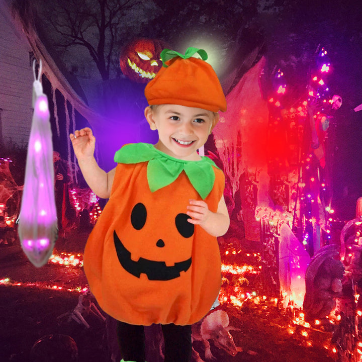 1 Set Halloween Kids Costume Unisex Cosplay Pumpkin Shape Hat Shoe Covers And Jumpsuit Halloween Party Photo Prop Image 3