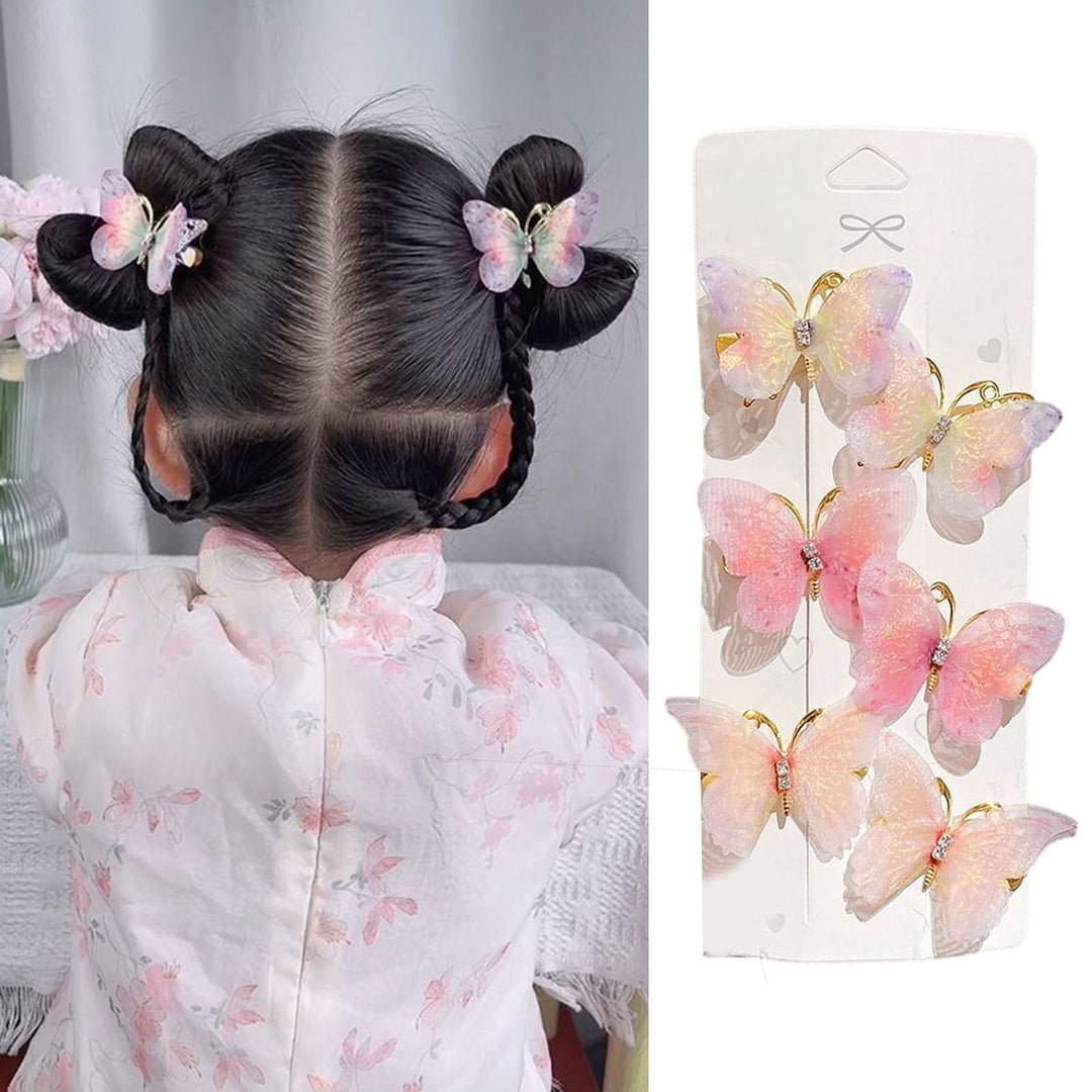 6Pcs Realistic Butterflies Hair Clips Shiny Wings Sweet Colors Perfect for Cosplay Halloween And Princess Style Image 1