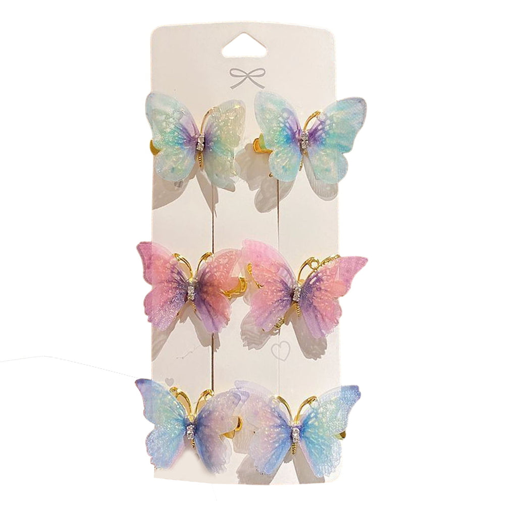 6Pcs Realistic Butterflies Hair Clips Shiny Wings Sweet Colors Perfect for Cosplay Halloween And Princess Style Image 2