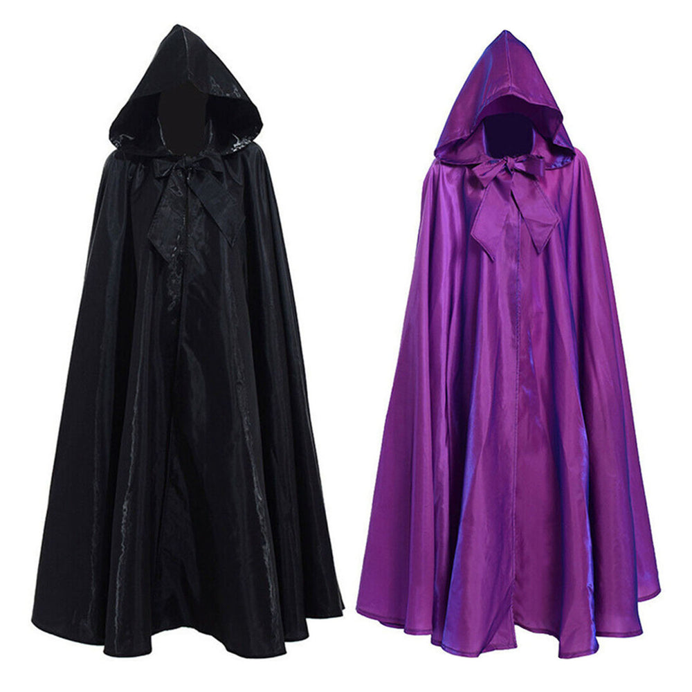 Halloween Cape with Hat Super Soft Solid Color Fine Texture Hooded Cosplay Cloak Halloween Witch Outfit Photography Prop Image 2