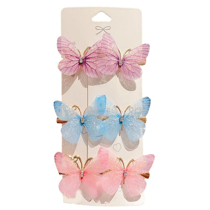 6Pcs Realistic Butterflies Hair Clips Shiny Wings Sweet Colors Perfect for Cosplay Halloween And Princess Style Image 4