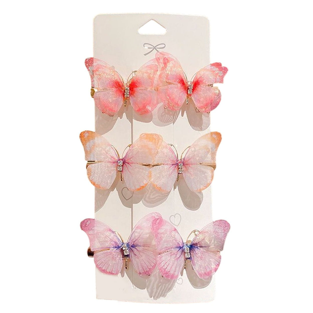 6Pcs Realistic Butterflies Hair Clips Shiny Wings Sweet Colors Perfect for Cosplay Halloween And Princess Style Image 4