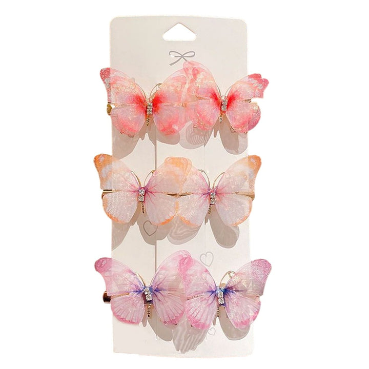 6Pcs Realistic Butterflies Hair Clips Shiny Wings Sweet Colors Perfect for Cosplay Halloween And Princess Style Image 1