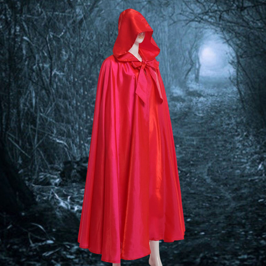 Halloween Cape with Hat Super Soft Solid Color Fine Texture Hooded Cosplay Cloak Halloween Witch Outfit Photography Prop Image 4