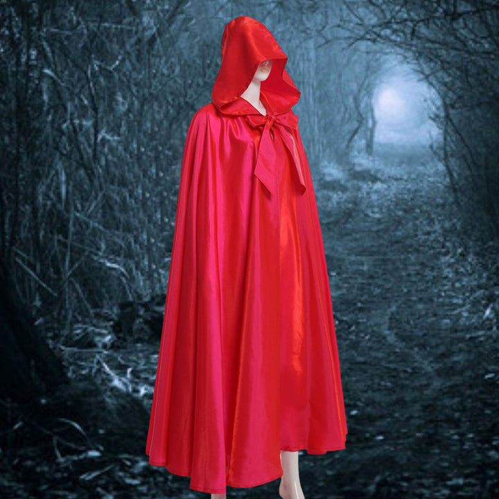 Halloween Cape with Hat Super Soft Solid Color Fine Texture Hooded Cosplay Cloak Halloween Witch Outfit Photography Prop Image 4