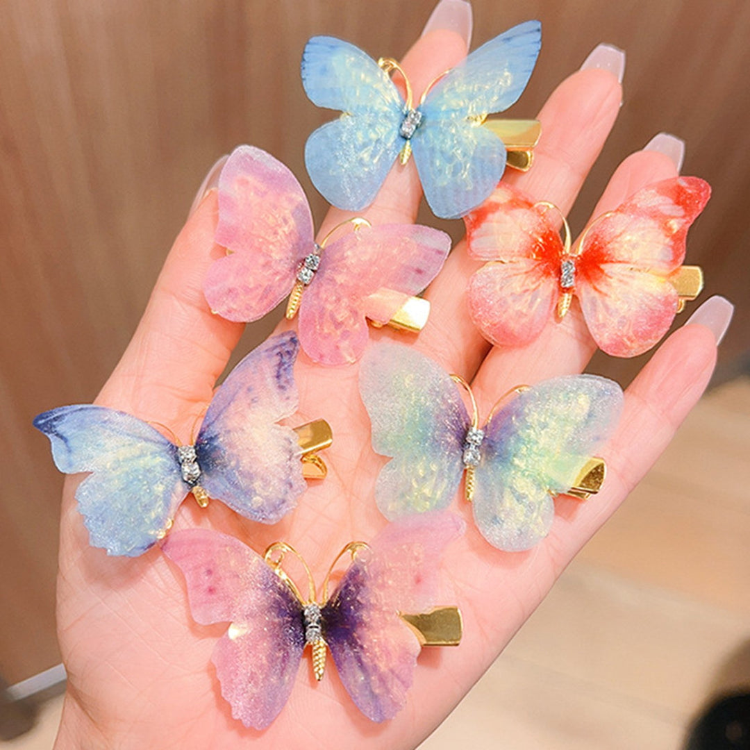 6Pcs Realistic Butterflies Hair Clips Shiny Wings Sweet Colors Perfect for Cosplay Halloween And Princess Style Image 6