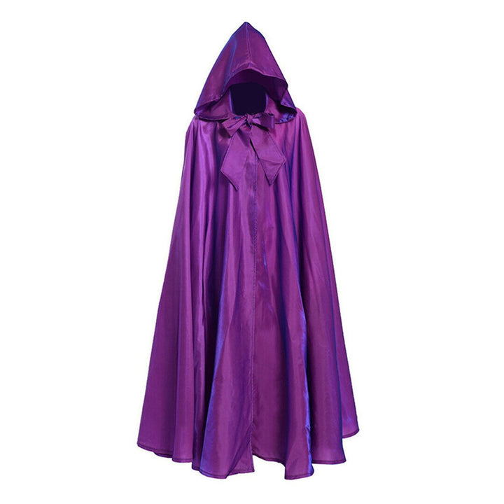 Halloween Cape with Hat Super Soft Solid Color Fine Texture Hooded Cosplay Cloak Halloween Witch Outfit Photography Prop Image 4