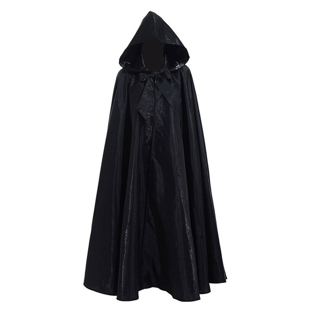 Halloween Cape with Hat Super Soft Solid Color Fine Texture Hooded Cosplay Cloak Halloween Witch Outfit Photography Prop Image 7