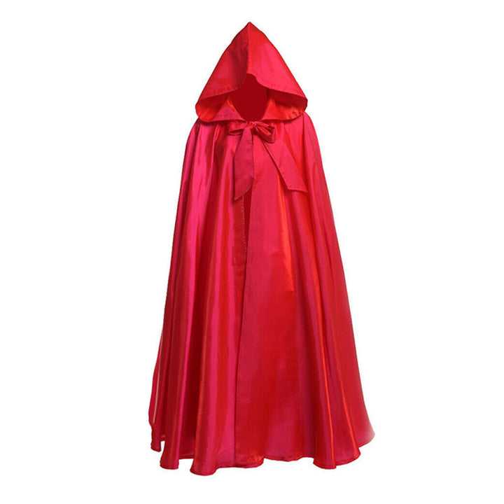 Halloween Cape with Hat Super Soft Solid Color Fine Texture Hooded Cosplay Cloak Halloween Witch Outfit Photography Prop Image 8