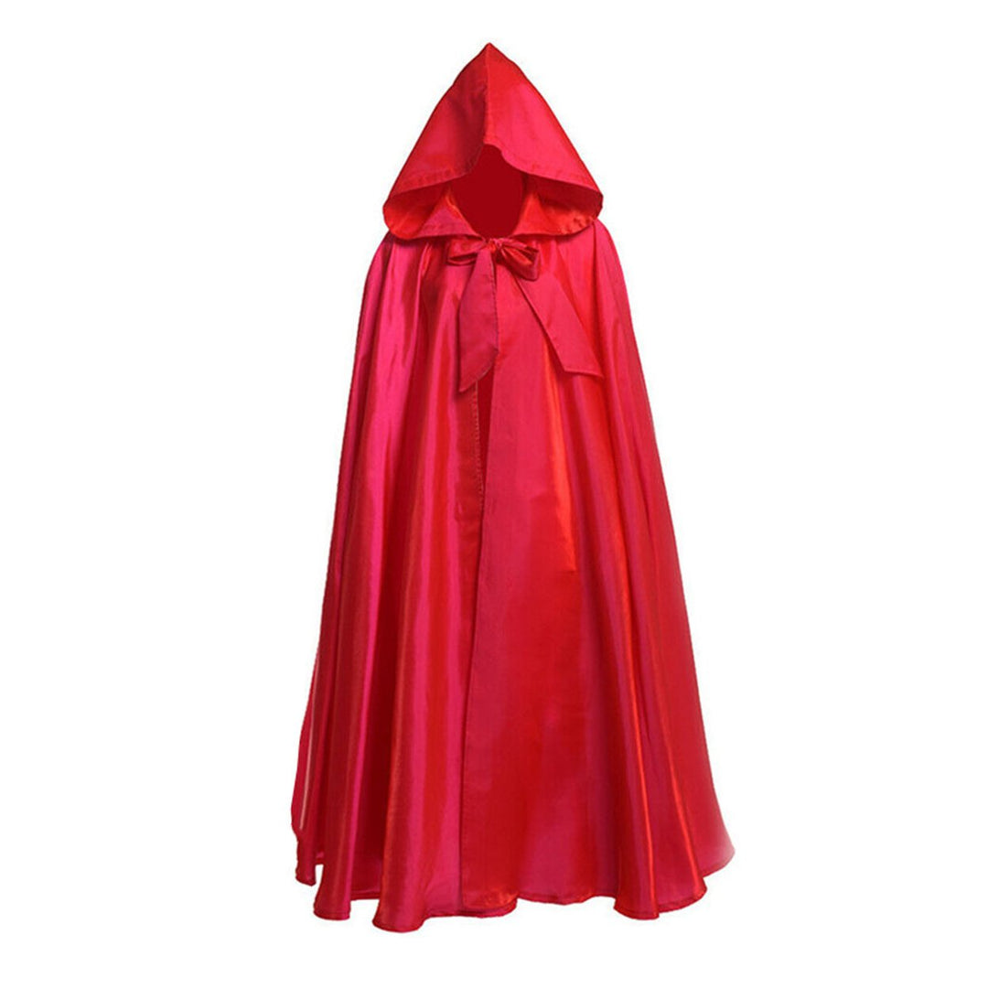 Halloween Cape with Hat Super Soft Solid Color Fine Texture Hooded Cosplay Cloak Halloween Witch Outfit Photography Prop Image 1