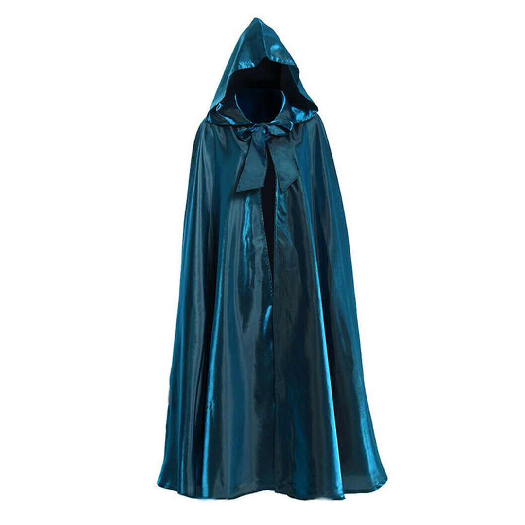 Halloween Cape with Hat Super Soft Solid Color Fine Texture Hooded Cosplay Cloak Halloween Witch Outfit Photography Prop Image 9