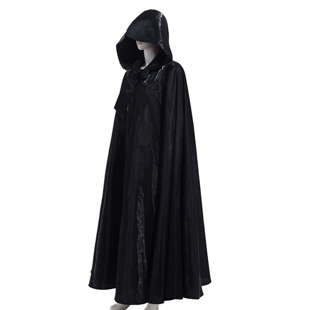 Halloween Cape with Hat Super Soft Solid Color Fine Texture Hooded Cosplay Cloak Halloween Witch Outfit Photography Prop Image 11