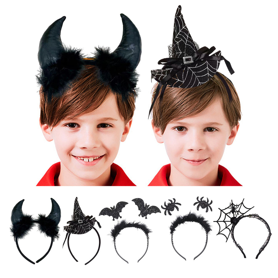 Halloween Headband Spider Web Decor Lace Solid Color Bat Decor Black Anti-slip Halloween Party Head Decor Hair Hoop Image 1