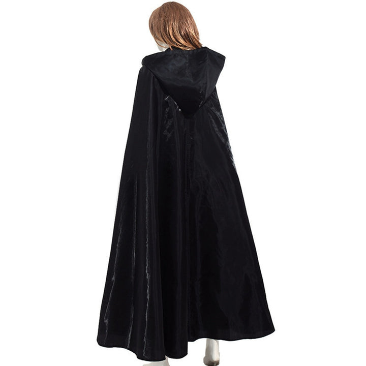 Halloween Cape with Hat Super Soft Solid Color Fine Texture Hooded Cosplay Cloak Halloween Witch Outfit Photography Prop Image 12