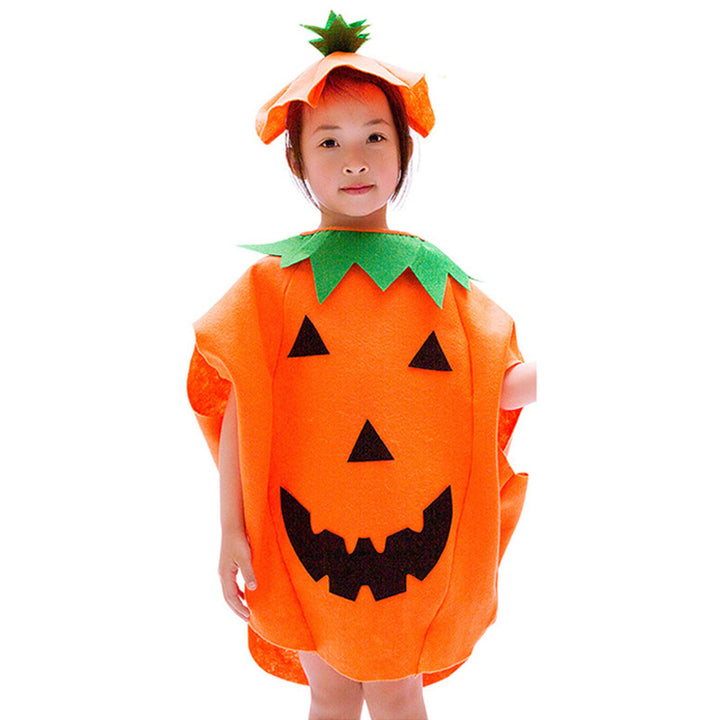 Halloween Pumpkin Costume Kids Halloween Party Cosplay Clothes Cape Hat Candy Bag Unsiex Children Photo Prop Performance Image 2