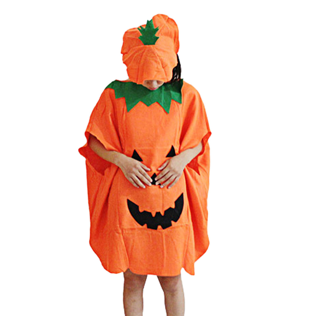 Halloween Pumpkin Costume Kids Halloween Party Cosplay Clothes Cape Hat Candy Bag Unsiex Children Photo Prop Performance Image 3