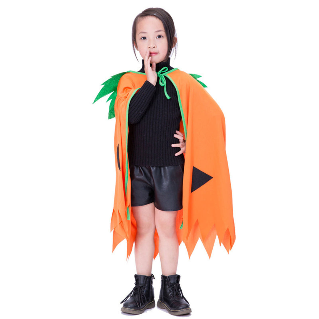 Halloween Pumpkin Costume Kids Halloween Party Cosplay Clothes Cape Hat Candy Bag Unsiex Children Photo Prop Performance Image 4