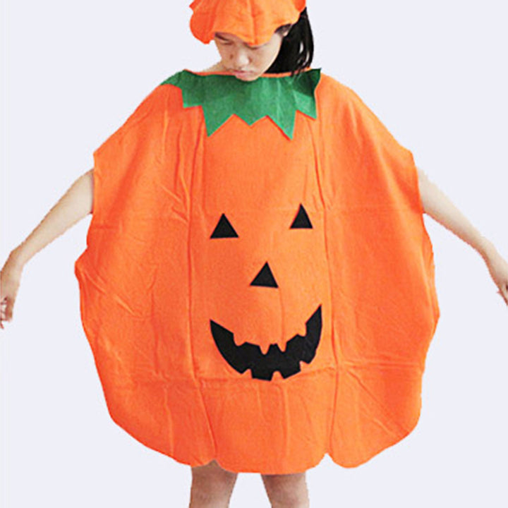 Halloween Pumpkin Costume Kids Halloween Party Cosplay Clothes Cape Hat Candy Bag Unsiex Children Photo Prop Performance Image 9