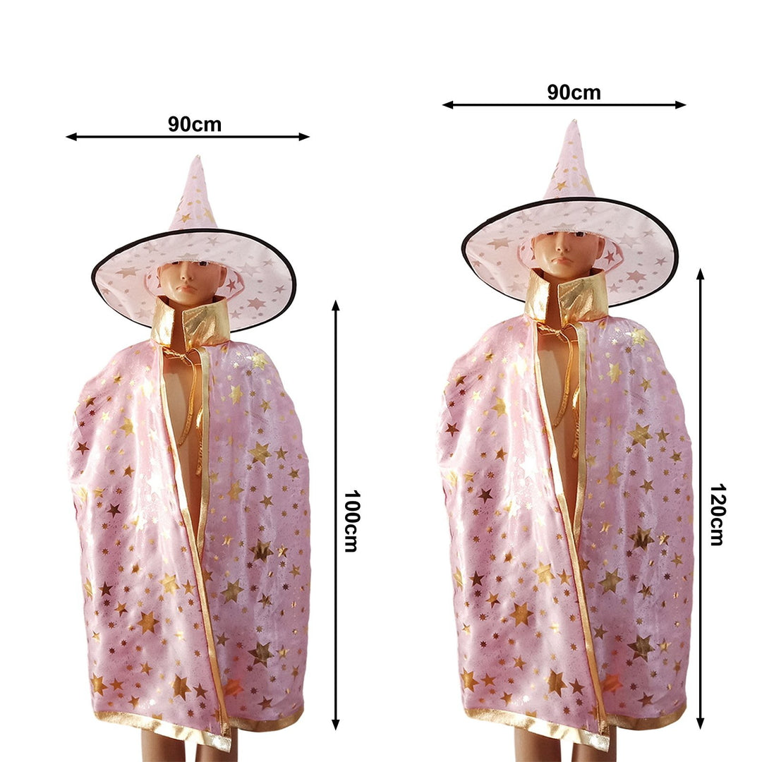 1 Set Halloween Witch Cloak Hat Stand Collar Golden Star Cosplay Stage Performance Masquerade Costume Party Wizard Cape Image 11