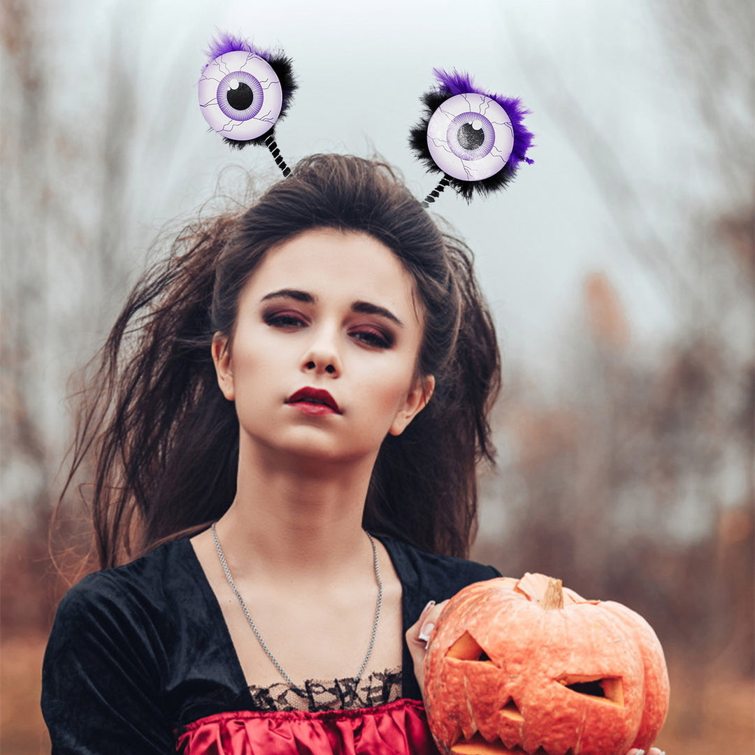 Halloween Scary Eyeball Headband with Big Plush Shapes Exaggerated Decorative Hair Hoop Party Accessories Image 1