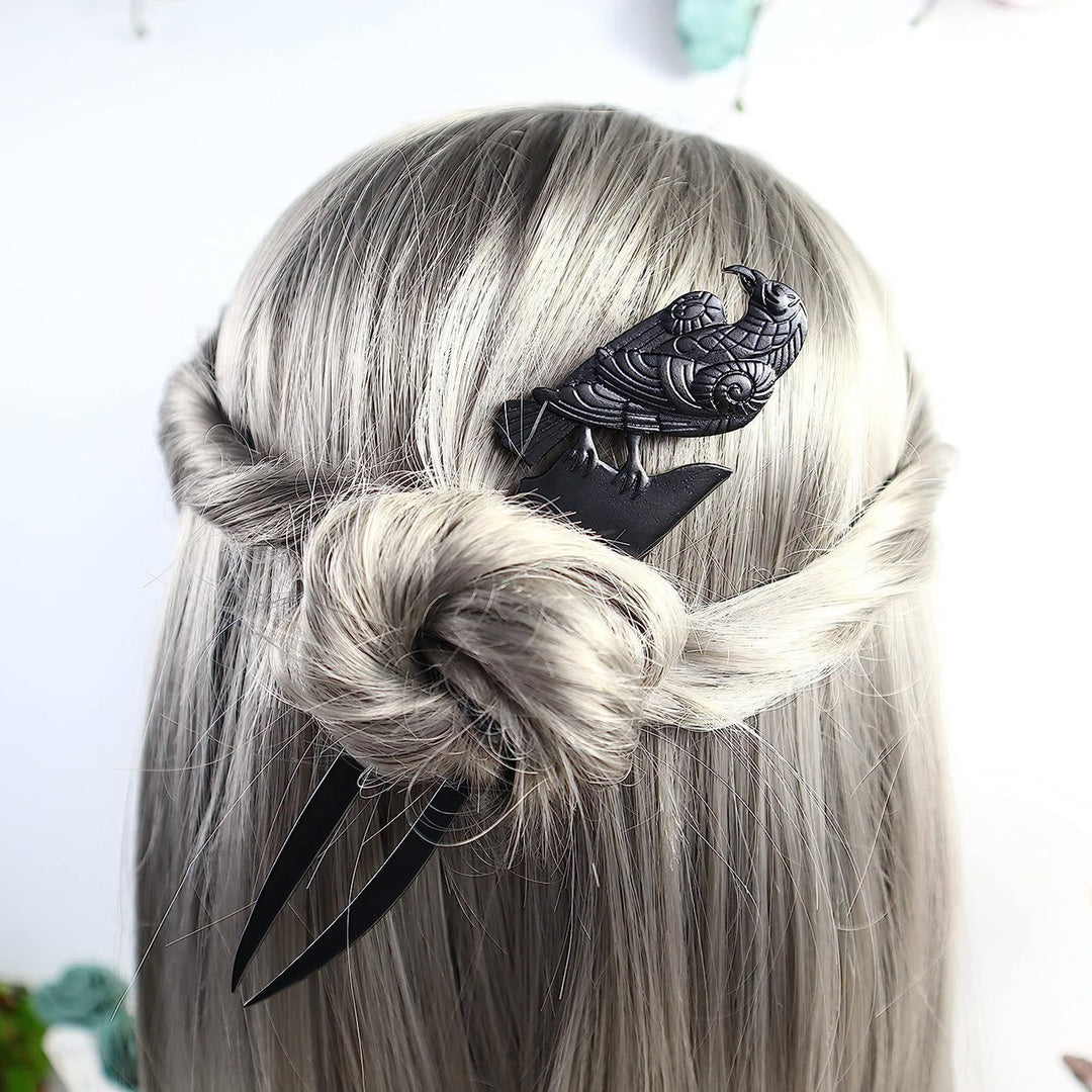 Gothic Hair Claw Women Girl Retro Bat Bird Shape Hair Sticks Hair Pin Durable Black Crow Hairpin Halloween Hair Image 6