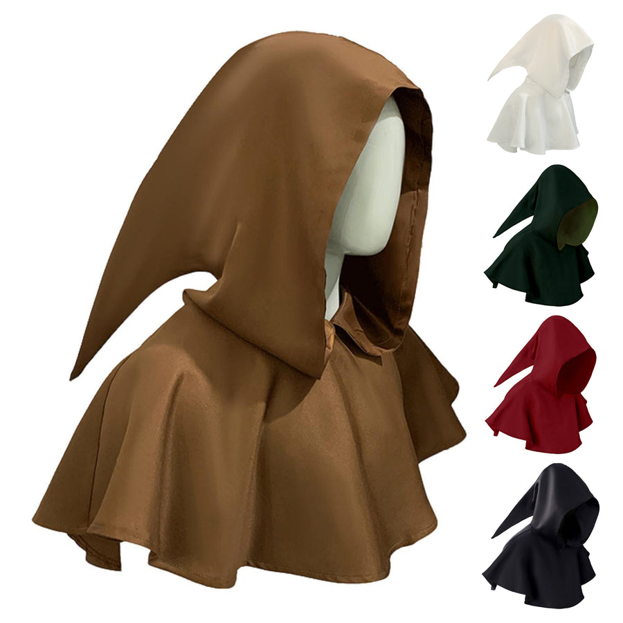 Halloween Cape Hood Medieval Death Hat Solid Color Retro Dark Style Cosplay Costume Stage Show Performance Shawl Cap Image 1