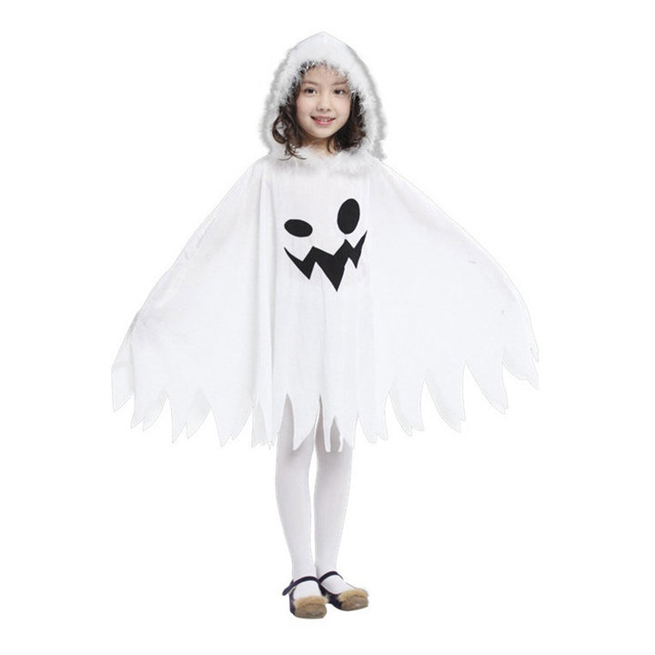 Children Halloween Cloak Elf Ghost Cosplay Fluffy Plush Hood Bat Sleeves Children Party Haunted House Dress-Up Costume Image 4