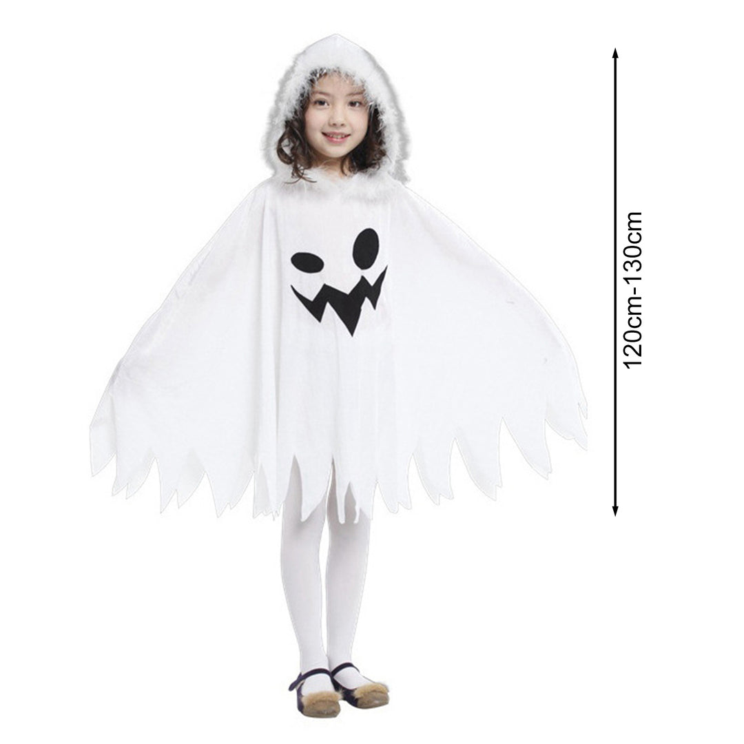 Children Halloween Cloak Elf Ghost Cosplay Fluffy Plush Hood Bat Sleeves Children Party Haunted House Dress-Up Costume Image 6