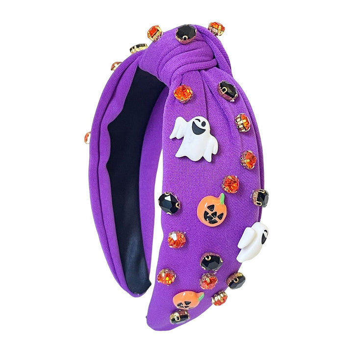 Halloween Hairband Ghost Pumpkin Rhinestones Decor Widen Design Hair Hoop Adult Knot Headband Hair Accessories Image 1