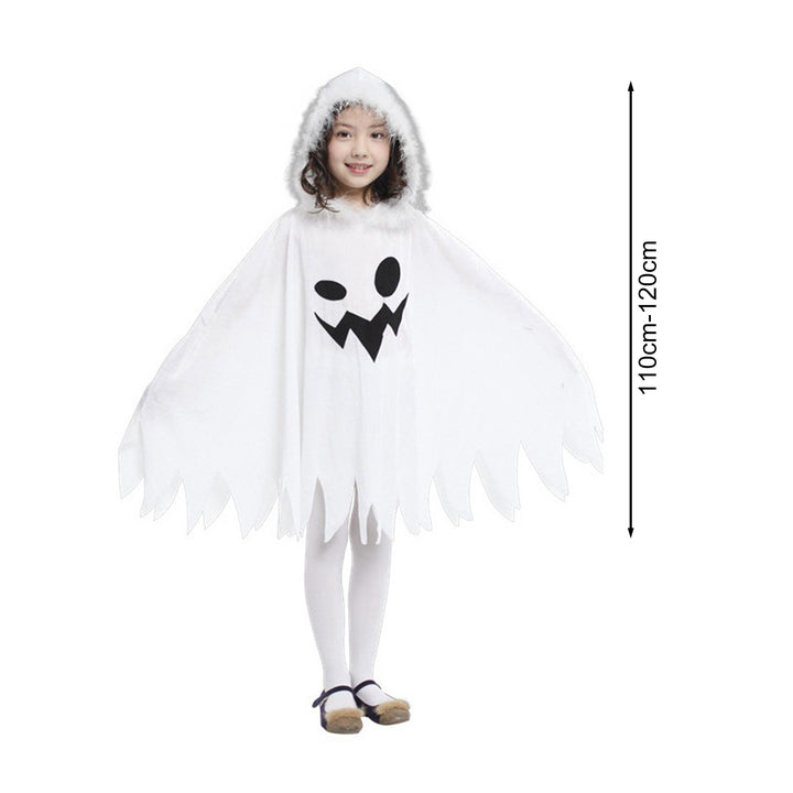 Children Halloween Cloak Elf Ghost Cosplay Fluffy Plush Hood Bat Sleeves Children Party Haunted House Dress-Up Costume Image 7