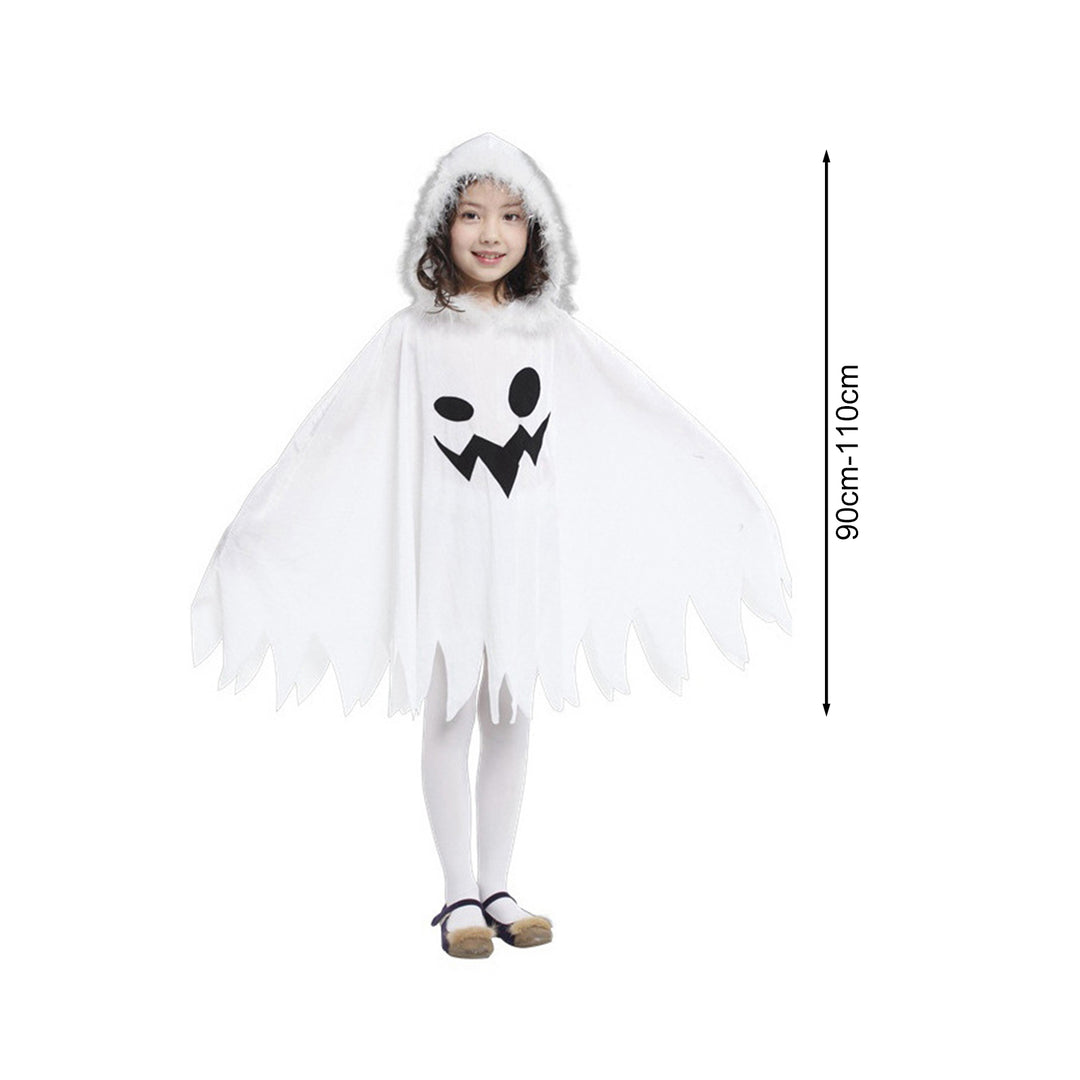 Children Halloween Cloak Elf Ghost Cosplay Fluffy Plush Hood Bat Sleeves Children Party Haunted House Dress-Up Costume Image 8