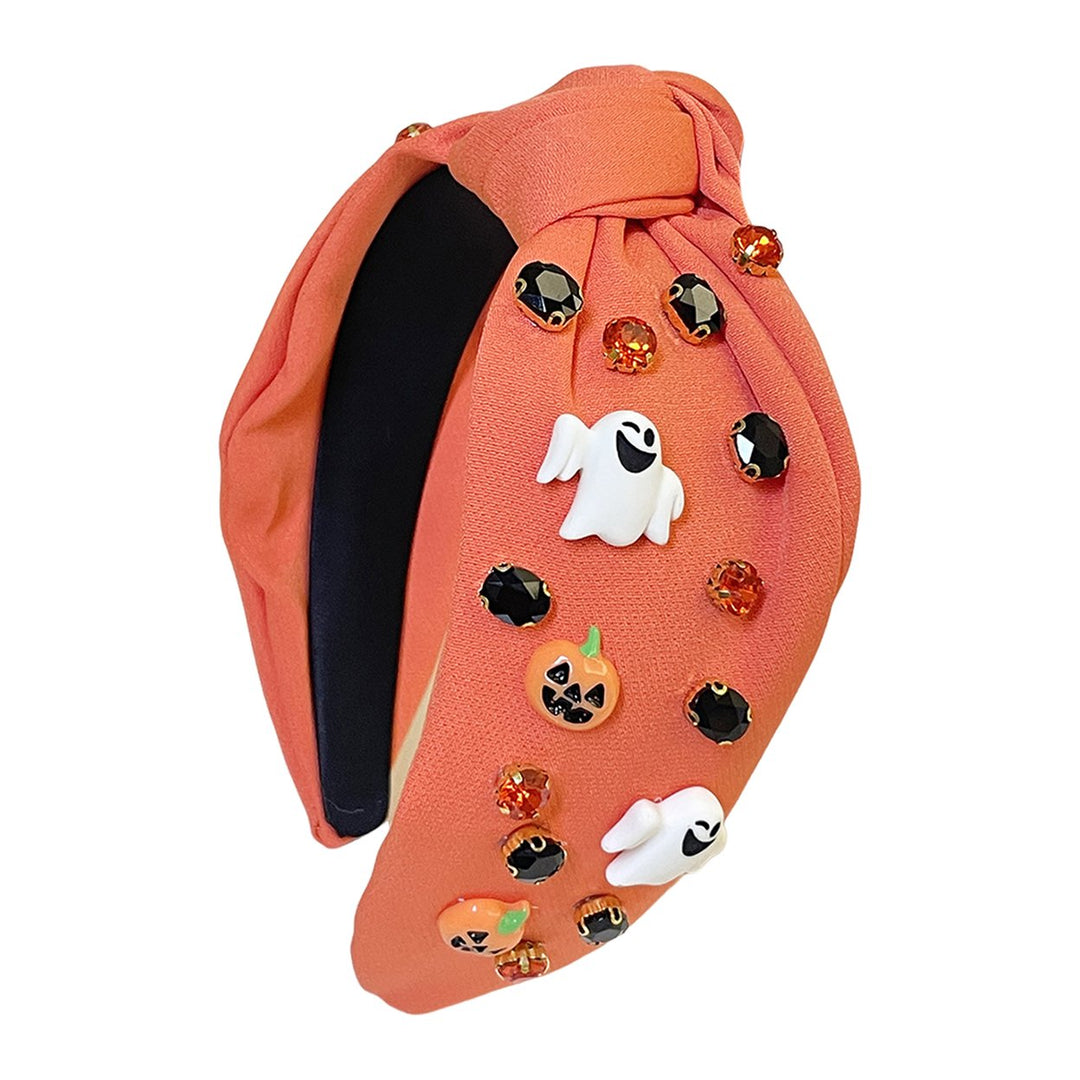 Halloween Hairband Ghost Pumpkin Rhinestones Decor Widen Design Hair Hoop Adult Knot Headband Hair Accessories Image 1