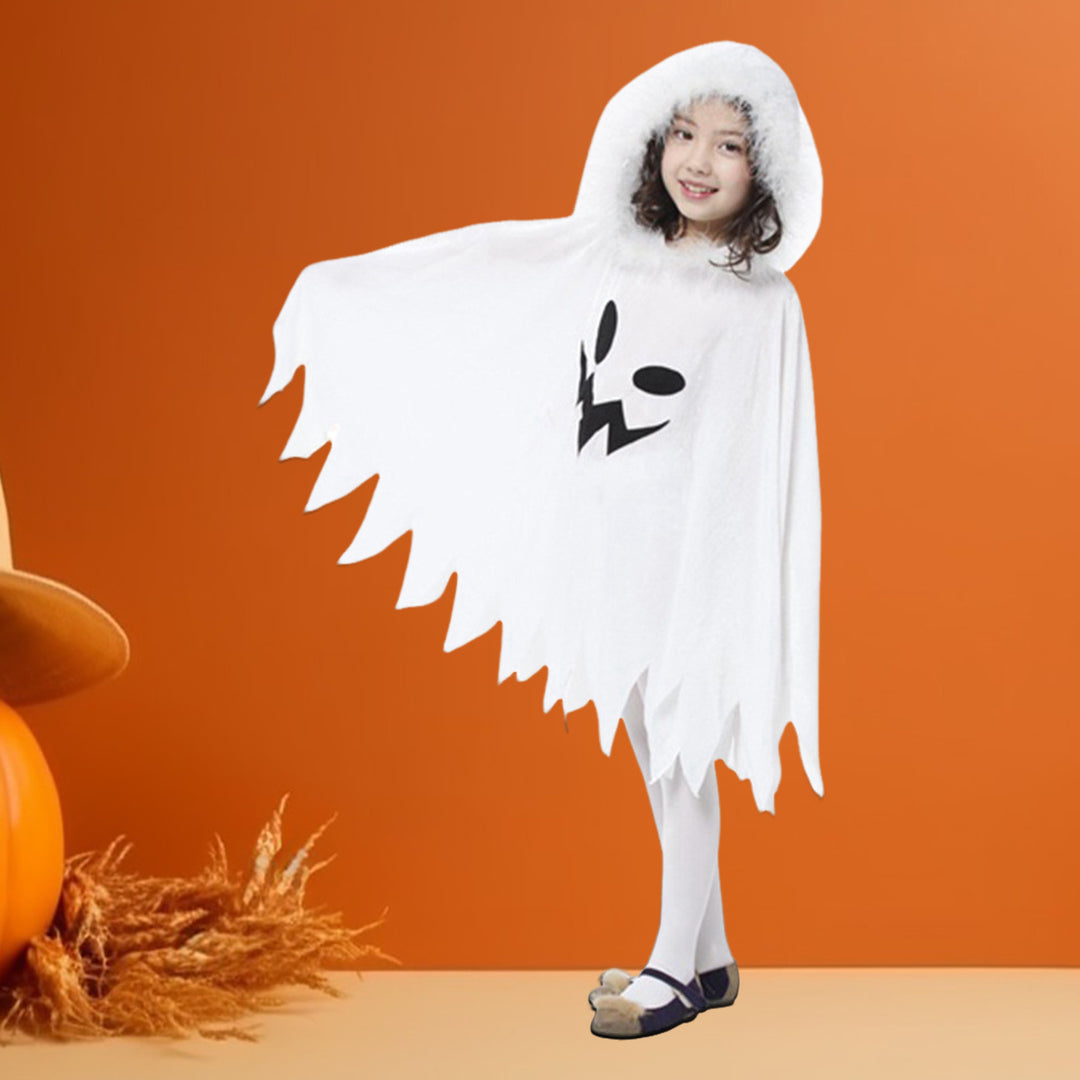 Children Halloween Cloak Elf Ghost Cosplay Fluffy Plush Hood Bat Sleeves Children Party Haunted House Dress-Up Costume Image 10