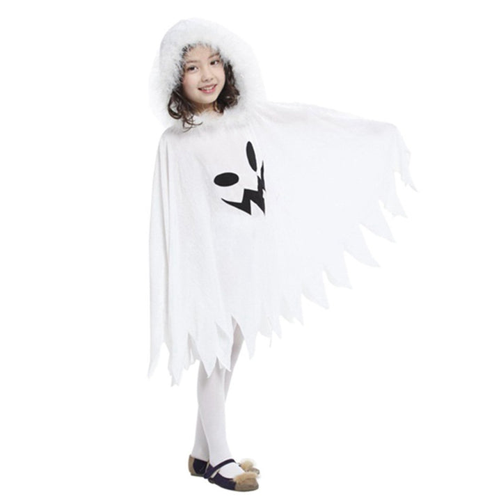 Children Halloween Cloak Elf Ghost Cosplay Fluffy Plush Hood Bat Sleeves Children Party Haunted House Dress-Up Costume Image 12