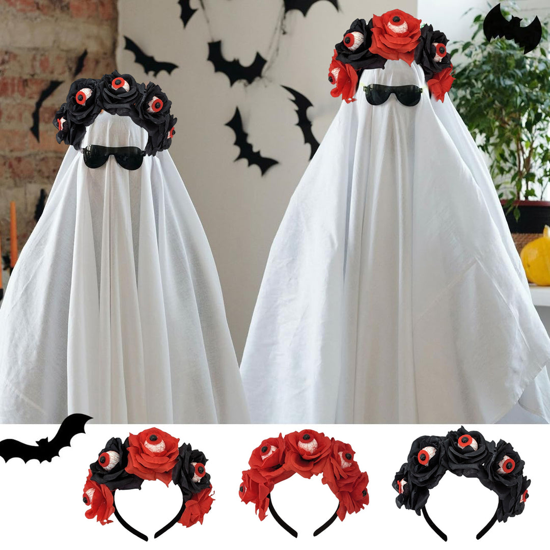 Halloween Hair Hoop Handmade Simulated Eyeball Rose Headband Horror Elastic Headband Head Protection Accessory Image 3