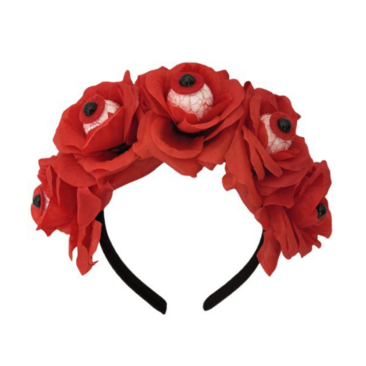 Halloween Hair Hoop Handmade Simulated Eyeball Rose Headband Horror Elastic Headband Head Protection Accessory Image 4