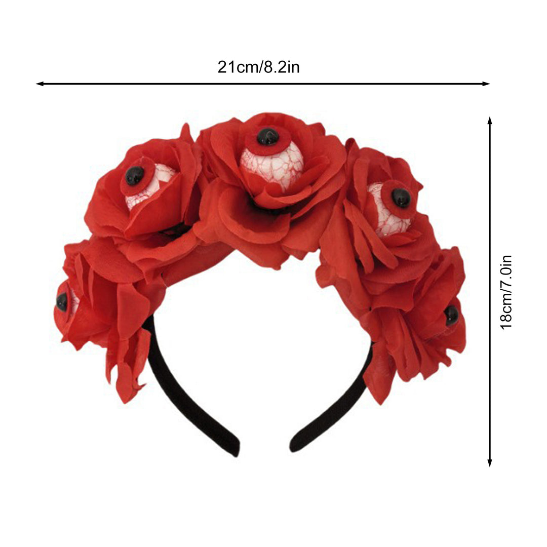 Halloween Hair Hoop Handmade Simulated Eyeball Rose Headband Horror Elastic Headband Head Protection Accessory Image 6