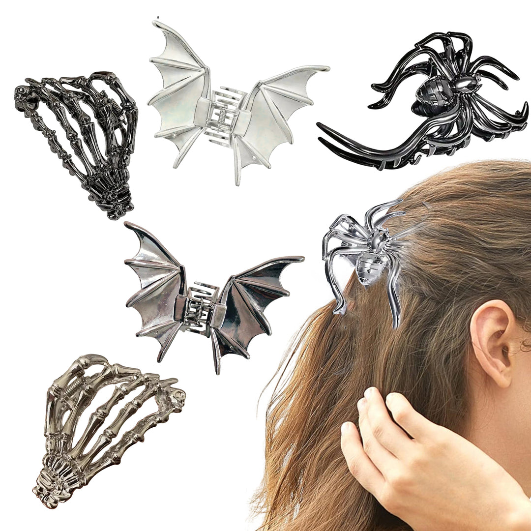 Halloween Hair Claw Bat Skull Hand Spider Design Hair Clip Metal Secure Grip Back Head Hair Claw Party Prom Accessories Image 8