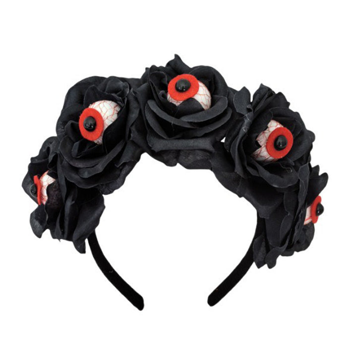 Halloween Hair Hoop Handmade Simulated Eyeball Rose Headband Horror Elastic Headband Head Protection Accessory Image 9