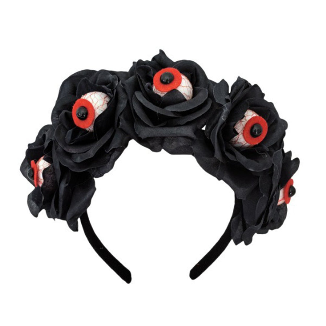 Halloween Hair Hoop Handmade Simulated Eyeball Rose Headband Horror Elastic Headband Head Protection Accessory Image 1