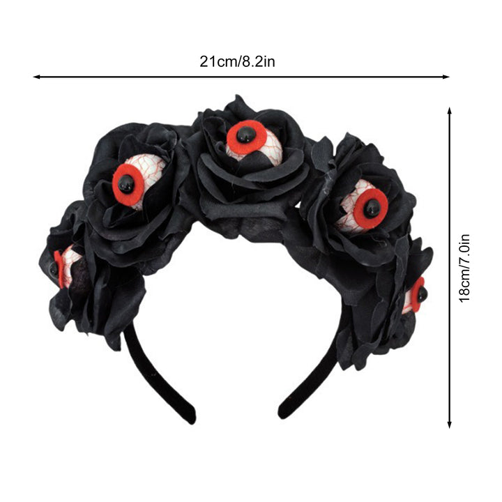 Halloween Hair Hoop Handmade Simulated Eyeball Rose Headband Horror Elastic Headband Head Protection Accessory Image 10